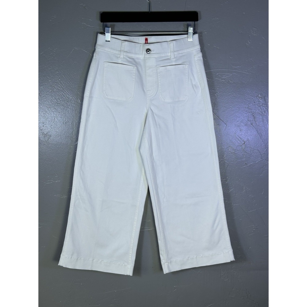 Spanx White Pull-On Wide Leg Cropped Pants-Size Medium
